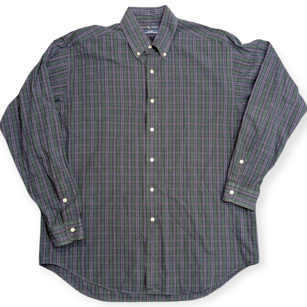 Ralph Lauren Blake Plaid Long Sleeve Button-up Shirt Embroidered Pony Large Prep